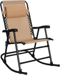 Outdoor Patio Folding Rocking Lounge Chair with Pillow - Comfortable