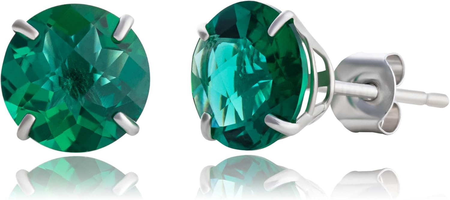 10k Gold 8mm Round Birthstone Stud Earrings for Women - Quality Style