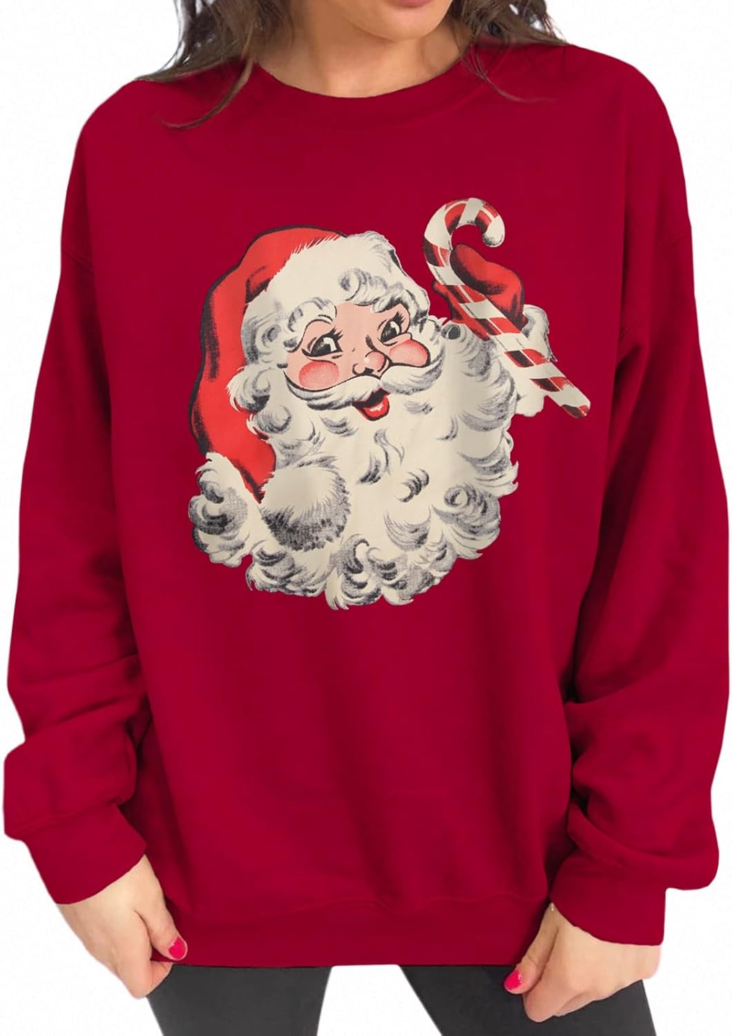 Retro Santa Claus Sweatshirt for Women - Cozy Christmas Top