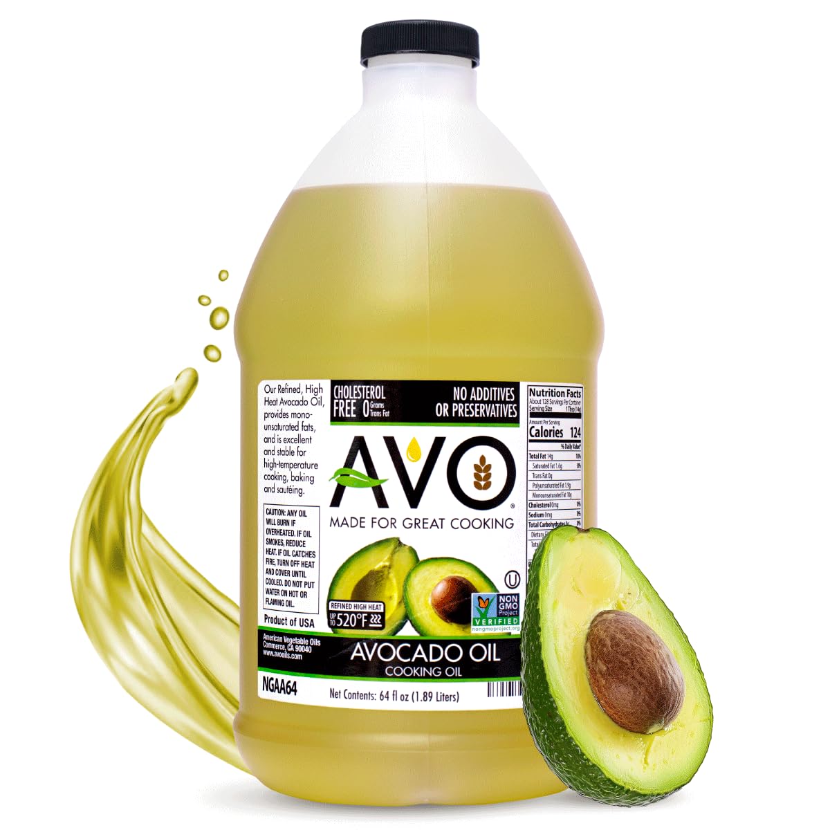 AVO Non GMO 100% Avocado Oil - Pure, Healthy Cooking Oil