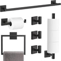 Matte Black Bathroom Hardware Set 7-Piece - Durable SUS304 Towel Bar