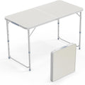 VINGLI 4ft White Folding Table - Portable Height Adjustable Table
