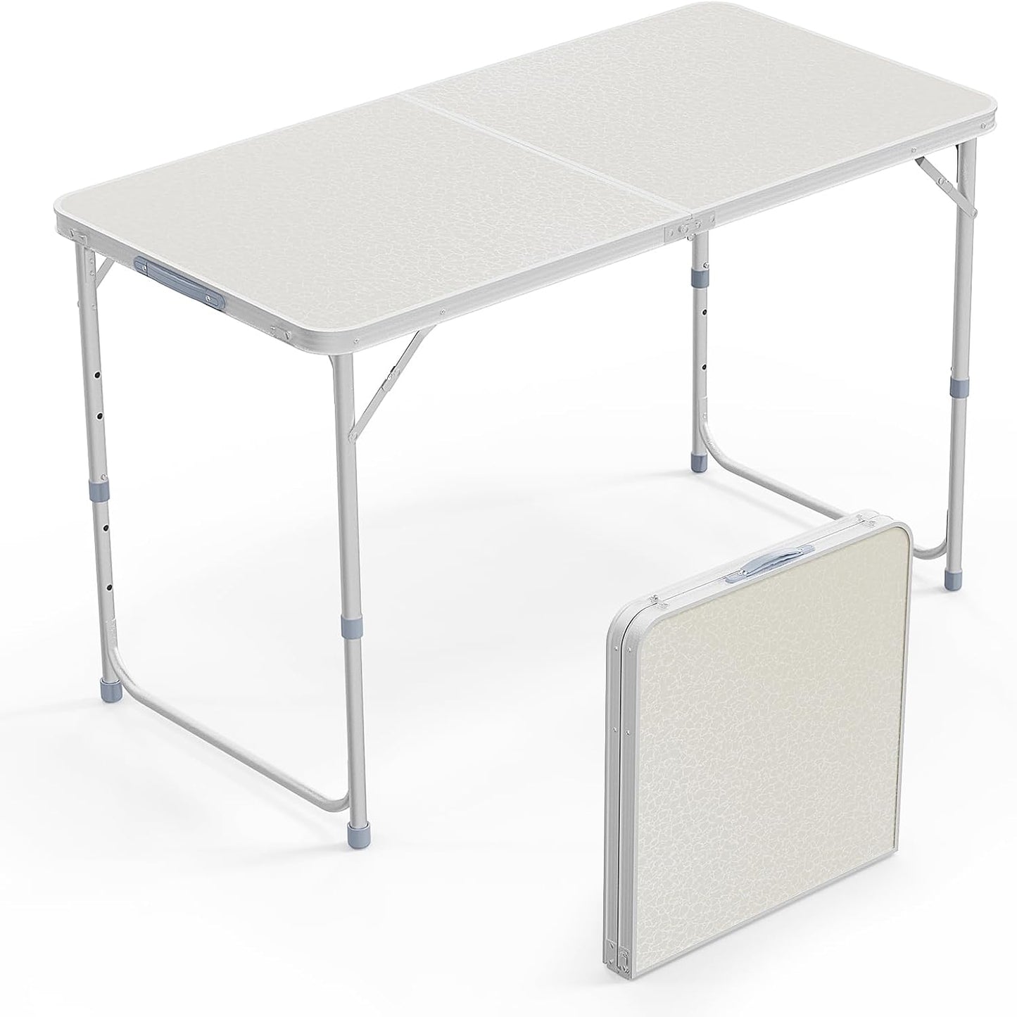 VINGLI 4FT White Folding Table - Lightweight & Adjustable Height