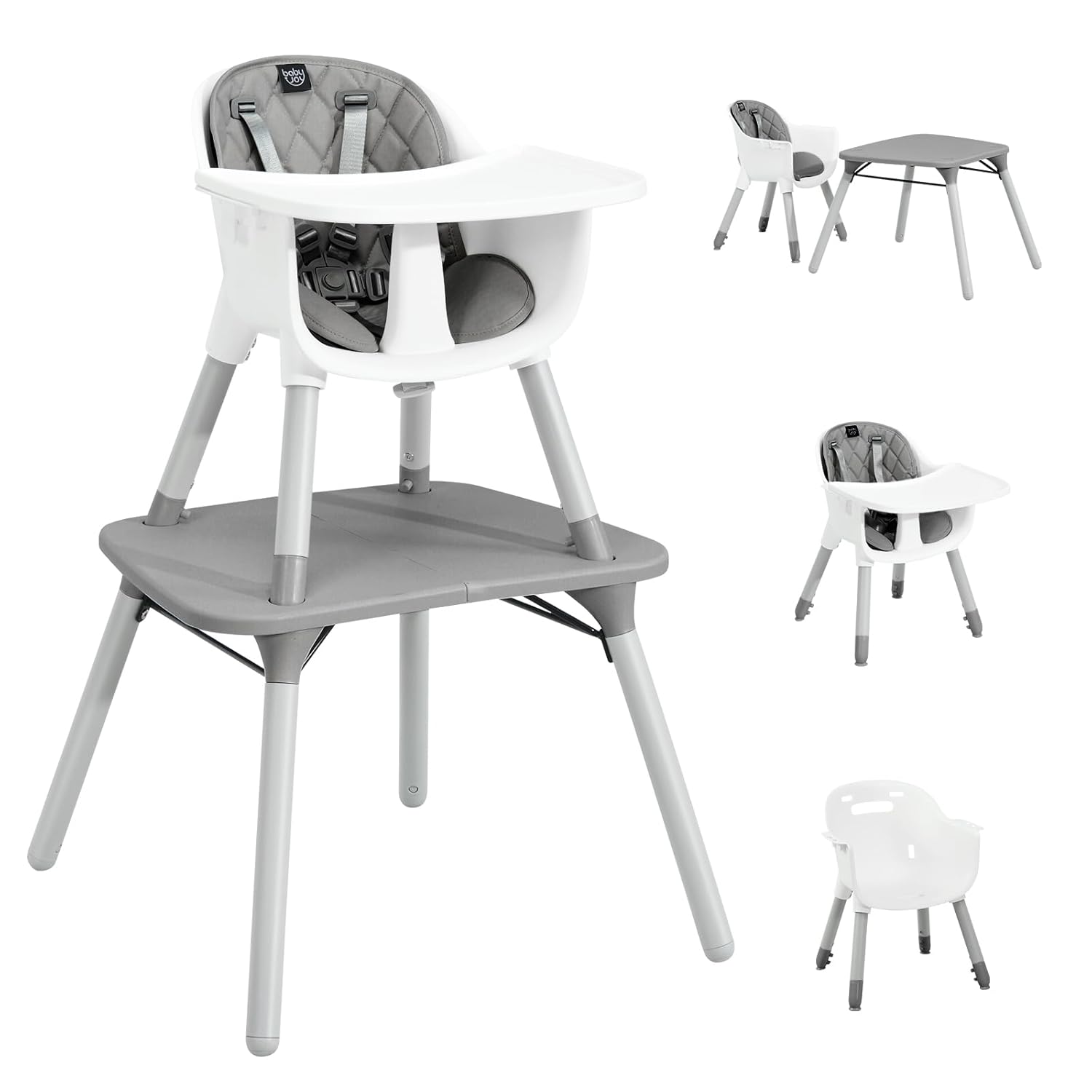 5 in 1 Convertible High Chair for Babies & Toddlers - Gray