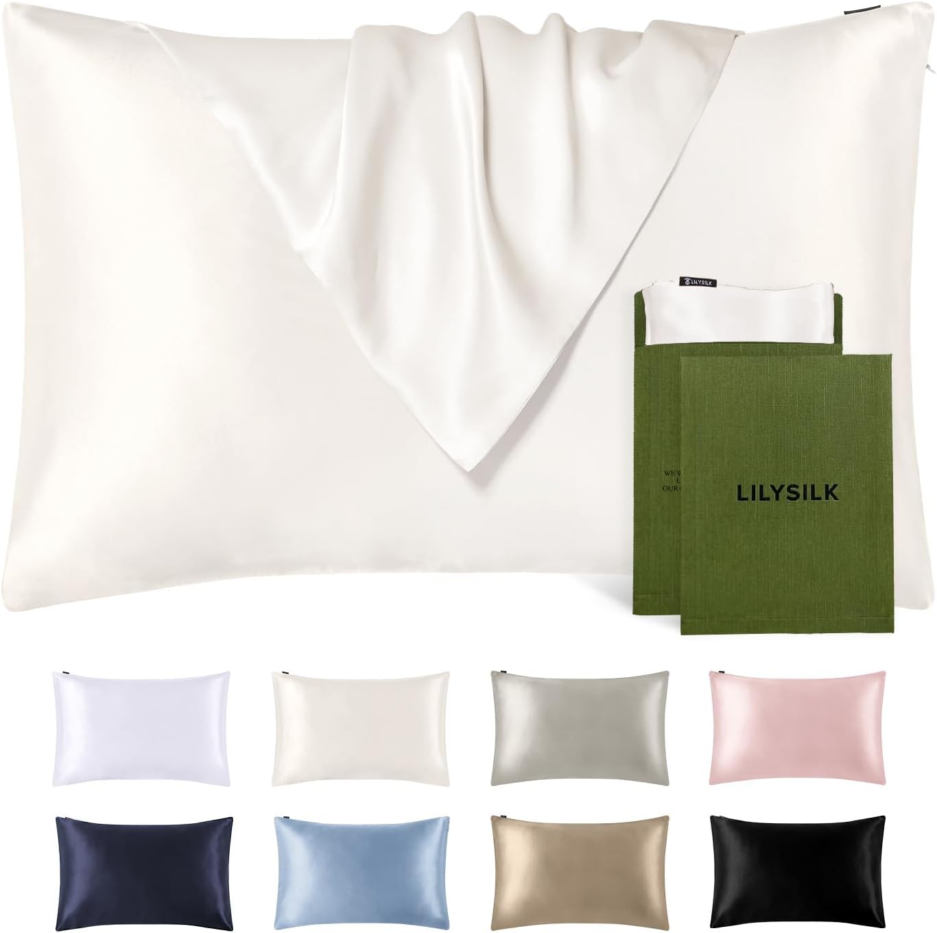 LILYSILK Silk Pillowcase for Hair and Skin - 100% Mulberry Silk