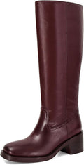 Womens Wide Calf Knee High Block Heel Riding Boots - Comfortable