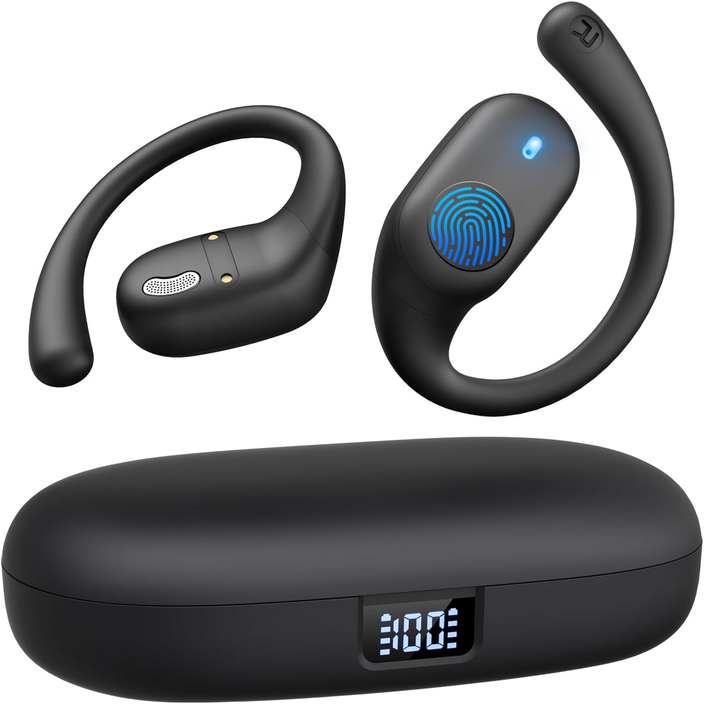 Bluetooth Open Ear Sports Headphones - 36H Playtime, IP54 Waterproof, Lightweight Fit