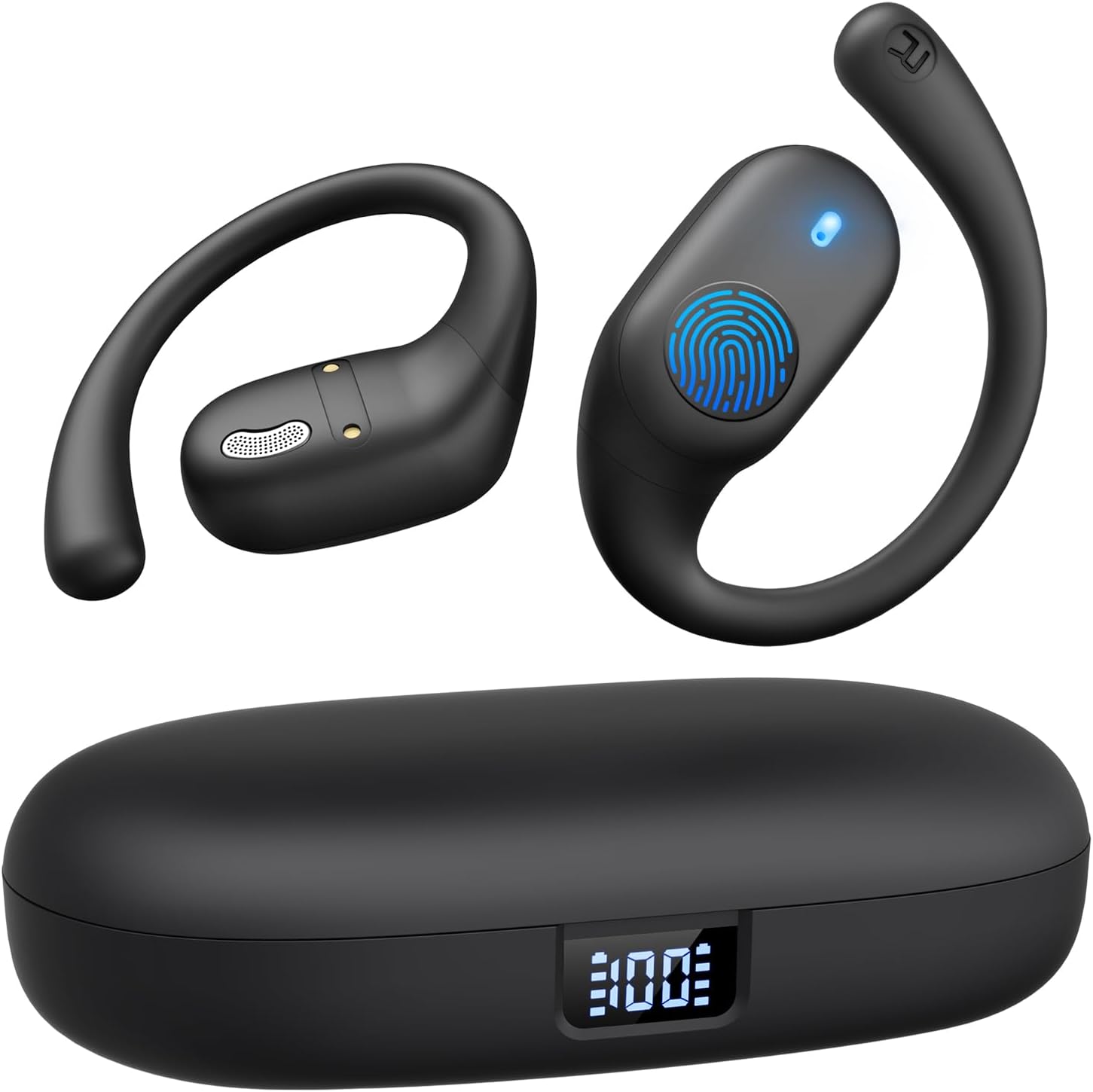 Bluetooth Open Ear Sports Headphones - 36H Playtime, IP54 Waterproof, Lightweight Fit