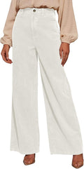 Sidefeel Women's Corduroy Wide Leg High Waisted Pants - Casual