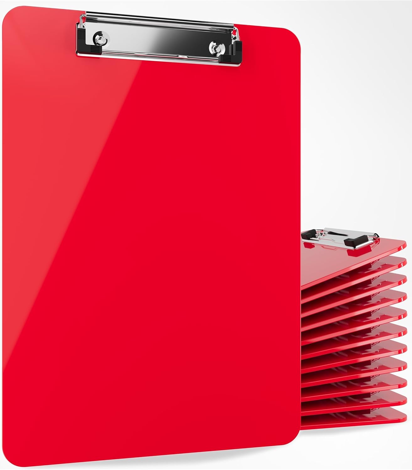 Red Plastic Clipboards Set of 12 for School and Office Use