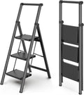 WOA WOA 3 Step Ladder Foldable Step Stool - Stable Reach to 8ft