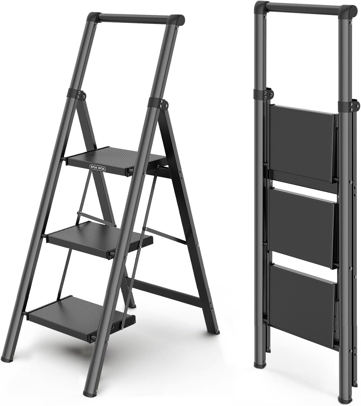 WOA WOA 3 Step Ladder - Lightweight, Foldable, Anti-Slip Design