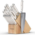Yatoshi 15 Piece White Knife Block Set - Pro Kitchen Knife Set