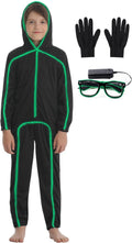 Stick Figure Costume Kids Stickman Jumpsuit with Light-up Glasses