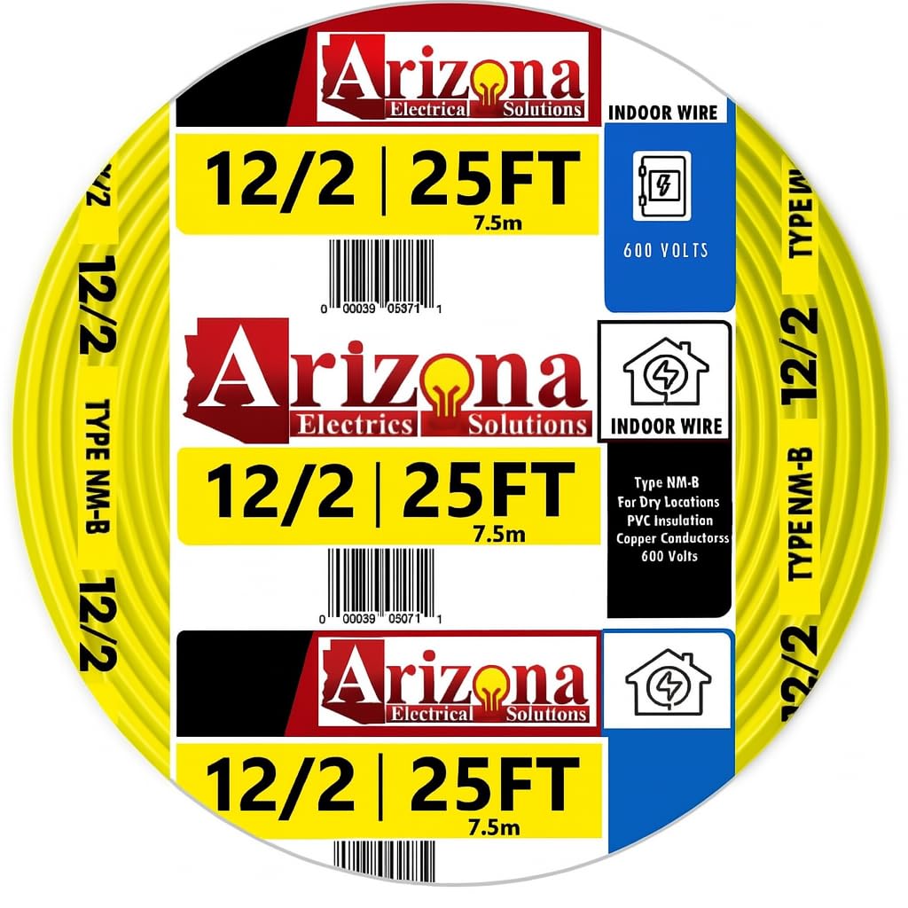 25 Feet 12/2 Type NM-B Copper Wire for Electrical Projects