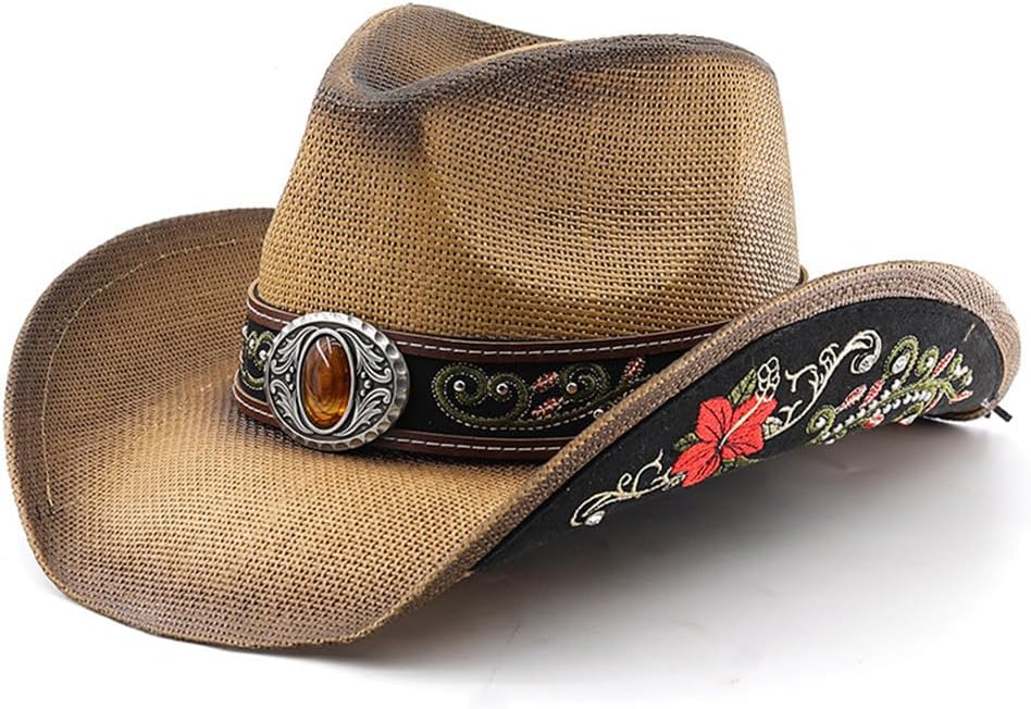 Woven Straw Cowboy Hat for Men & Women - Classic Western Style
