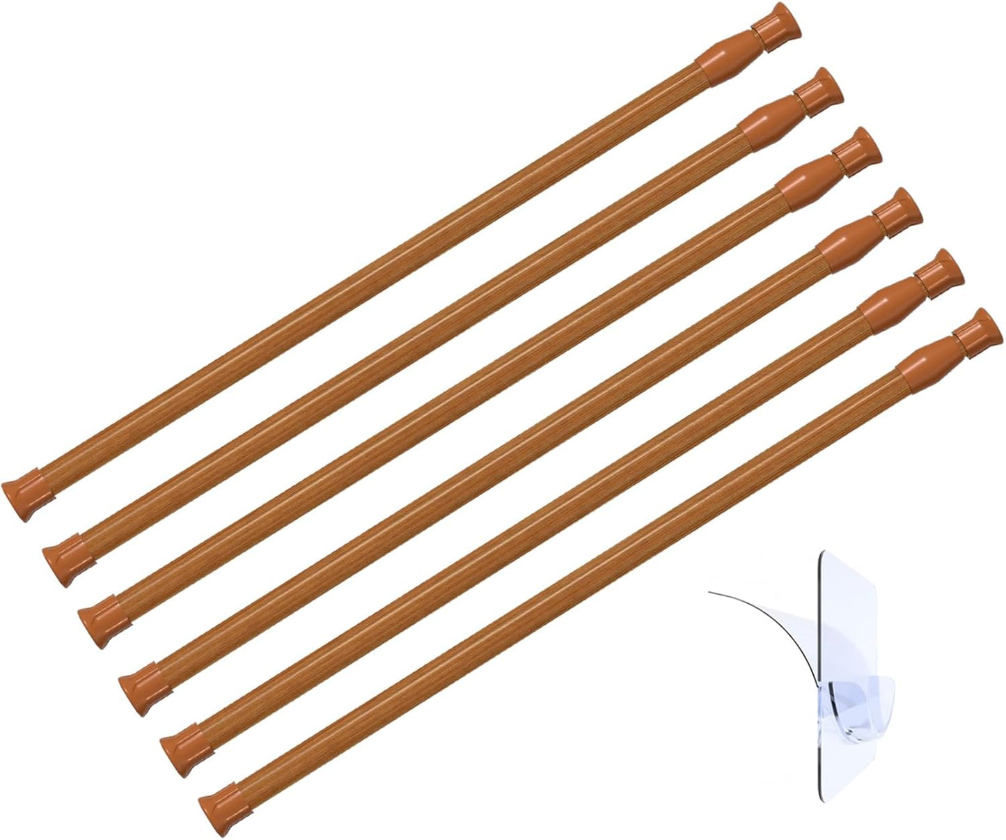 Adjustable Spring Tension Rods - No Drilling, Wood Grain - 28-48 - BESTMD