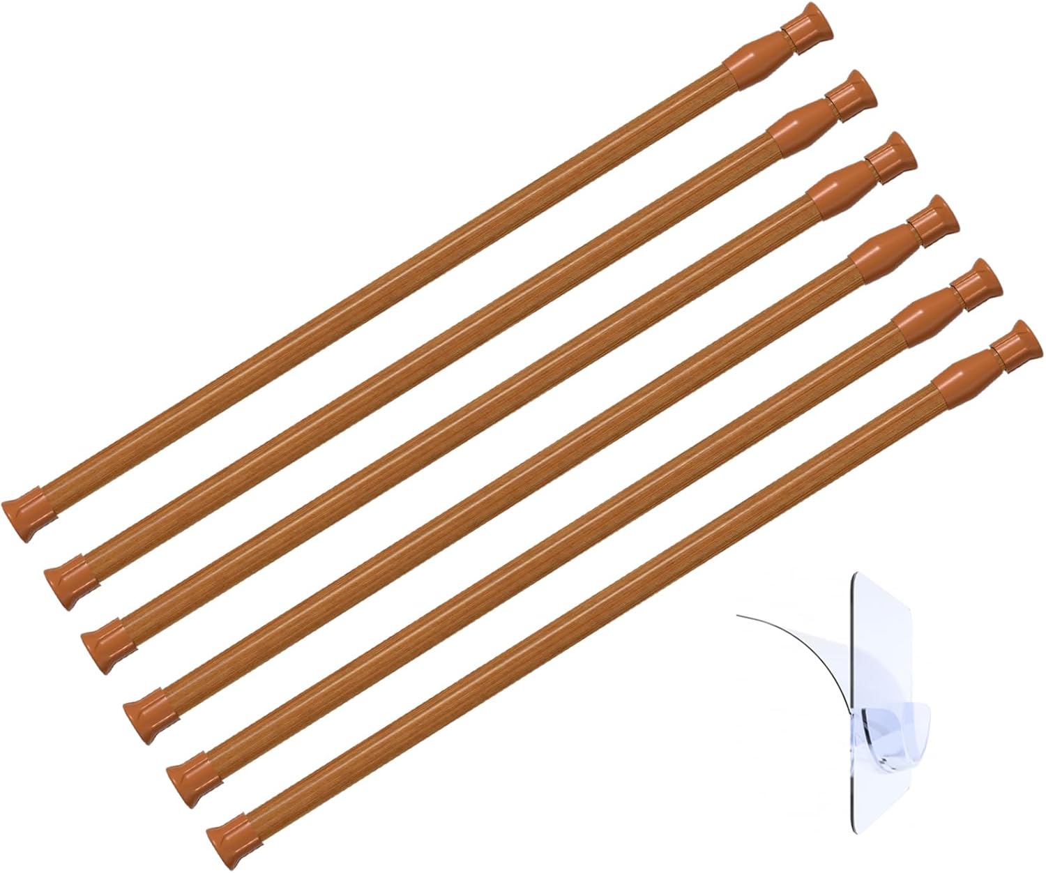 Adjustable Spring Tension Rods - No Drilling, Wood Grain - 28-48 - BESTMD