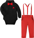 Baby Boys Suits Infant Gentleman Formal Wedding Suspenders Outfit