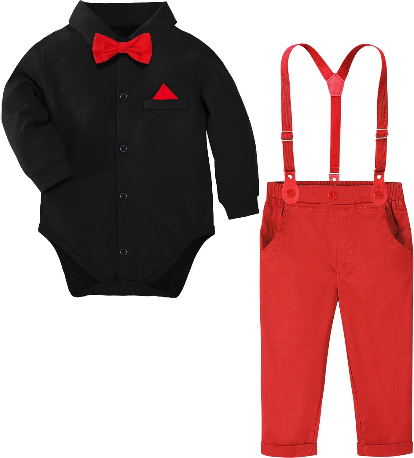 Baby Boys Suits with Suspenders and Bowtie for Special Occasions