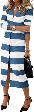 PRETTYGARDEN Women's Long Sleeve V Neck Ribbed Midi Dress - Warm Fall