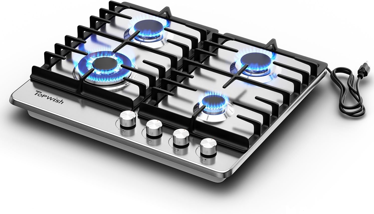 24 Inch Gas Cooktop with 4 Sealed Burners for Versatile Cooking