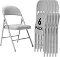 6 Pack Gray Folding Chairs with Padded Cushion and Back - Comfortable
