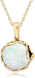 14K Gold Plated White Opal Necklace - Elegant October Birthstone Gift