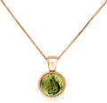 Real Citrine 8mm Bezel Pendant Necklace for Women - Rose Gold
