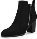 Rilista Ankle Boots for Women Chunky Block Heel Pointed Toe Women's