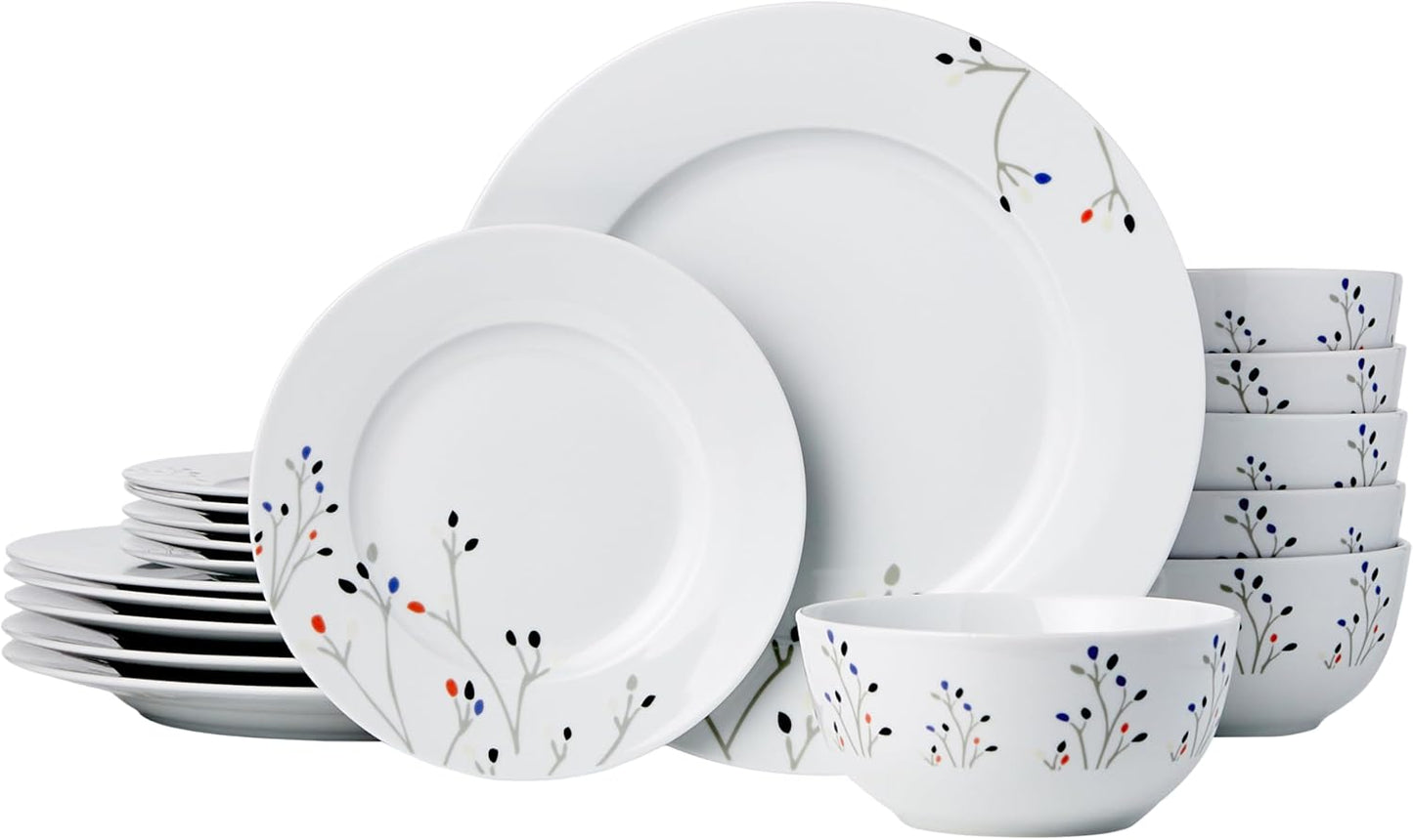 18-Piece Dinnerware Set with Branches Pattern for 6 People