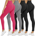 NexiEpoch 4 Pack Leggings for Women - High Waisted Black Capri Set