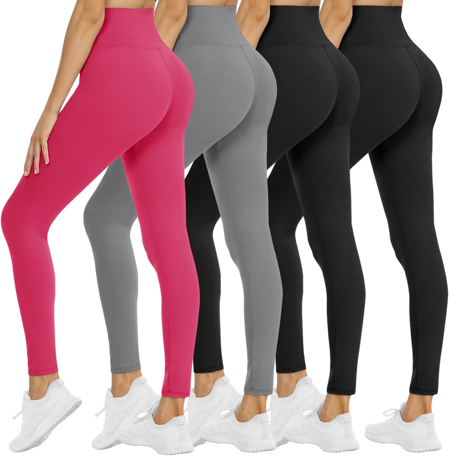 NexiEpoch 4 Pack Leggings for Women - High Waisted Tummy Control