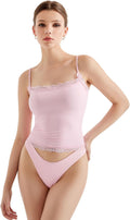 Women Lace Double Lined Camisole Top Spaghetti Strap - Slim Fit
