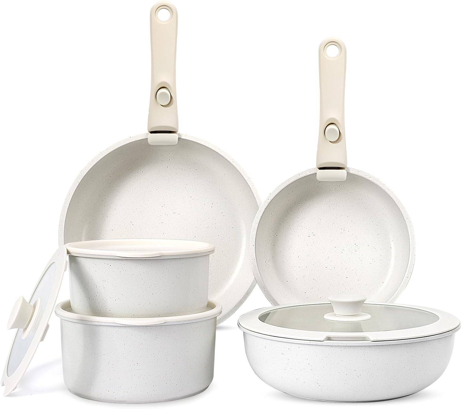 GiPP 11Pcs Non Stick Cookware Set with Removable Handle