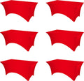 Red Fitted Spandex Table Covers 6 Pack for 6ft Tables - Stretch Linen