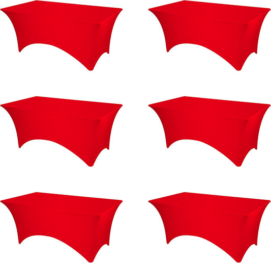 6 Pack Red Fitted Spandex Table Covers for Elegant Events