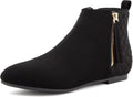 Womens Ankle Boots Flat Low Heel Zipper Chelsea Booties - Narrow Fit