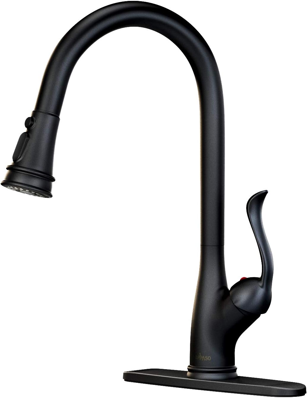 APASO Matte Black Kitchen Faucet with Pull Down Sprayer Features