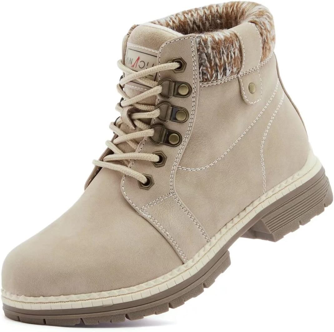 ANJOUFEMME Casual Winter Hiking Boots for Women - Stylish Comfort