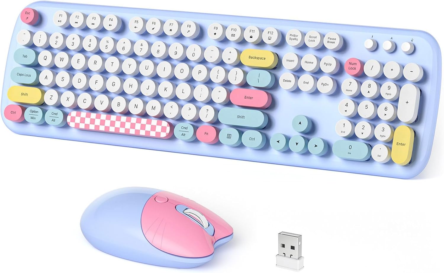 Cute Wireless Keyboard and Mouse Combo for Retro Typing Fun