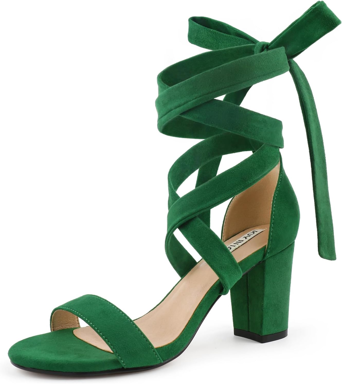 JOY IN LOVE Women's Lace Up Heels with 3 Inch Chunky Block Heel