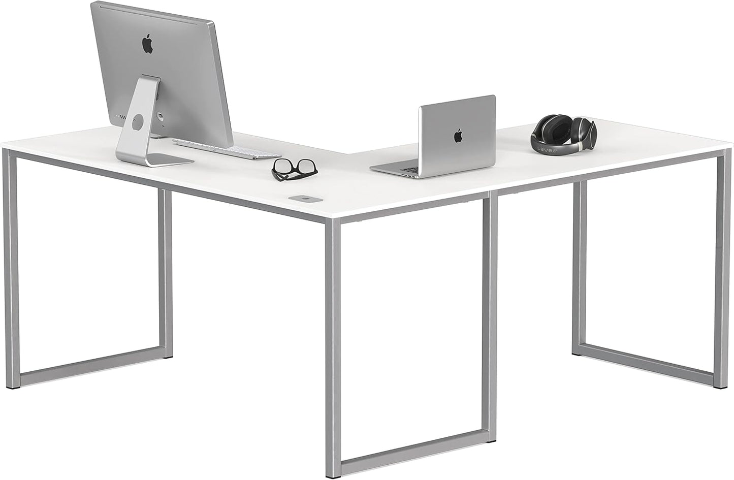 White L-Shape Home Office Desk by SHW