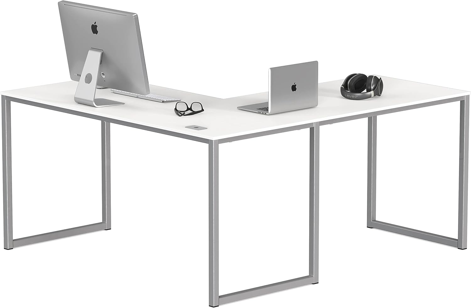 White L-Shape Home Office Desk by SHW