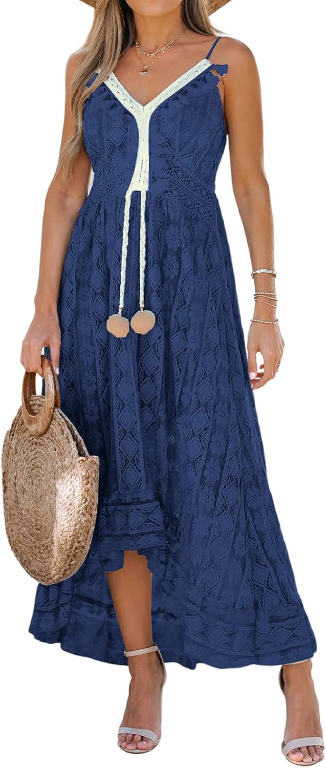 CUPSHE Women's Summer Dresses Sleeveless Lace Casual Maxi Dress