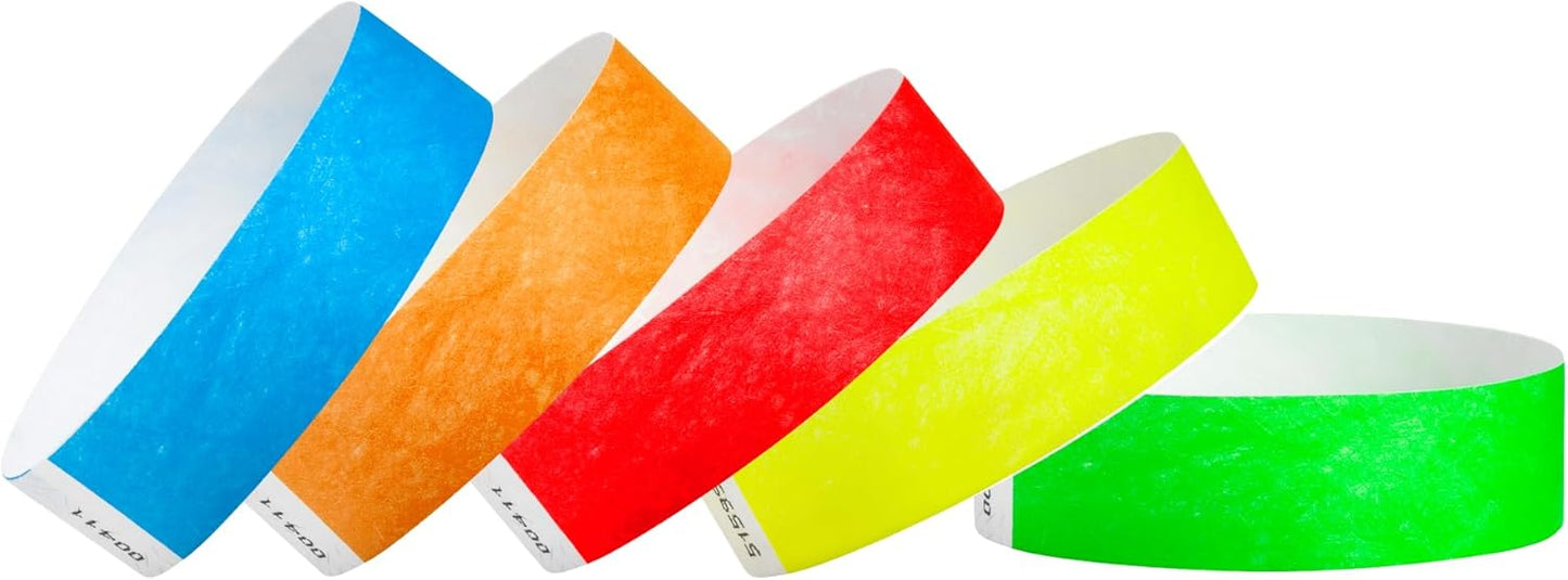 10,000 Premium Tyvek Wristbands for Events - 5-Color Variety Pack