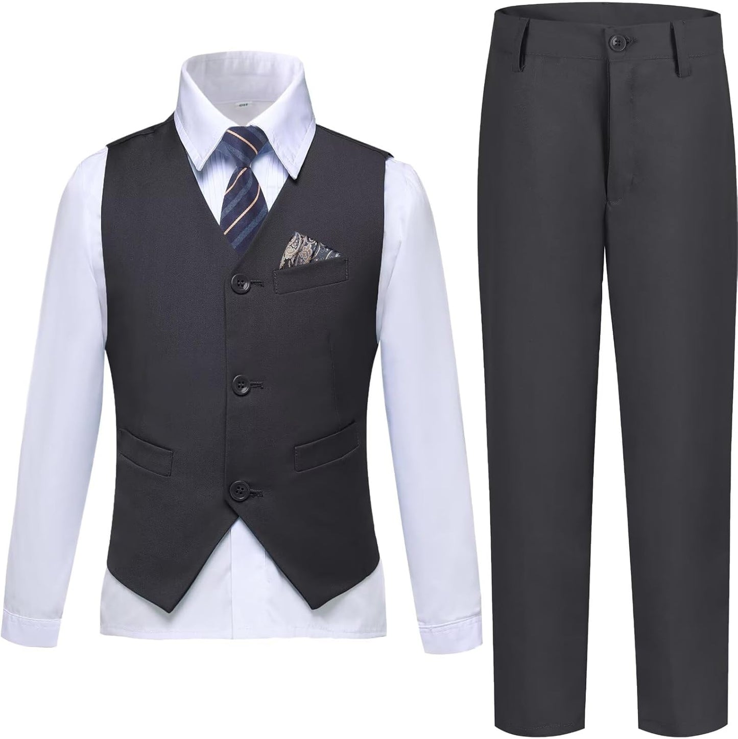 Boys Suit Formal Dress Pants Vest Set for Weddings and Events