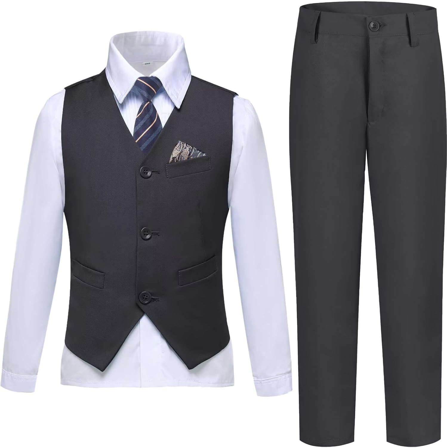 Boys Suit Formal Dress Pants Vest Set for Weddings and Events