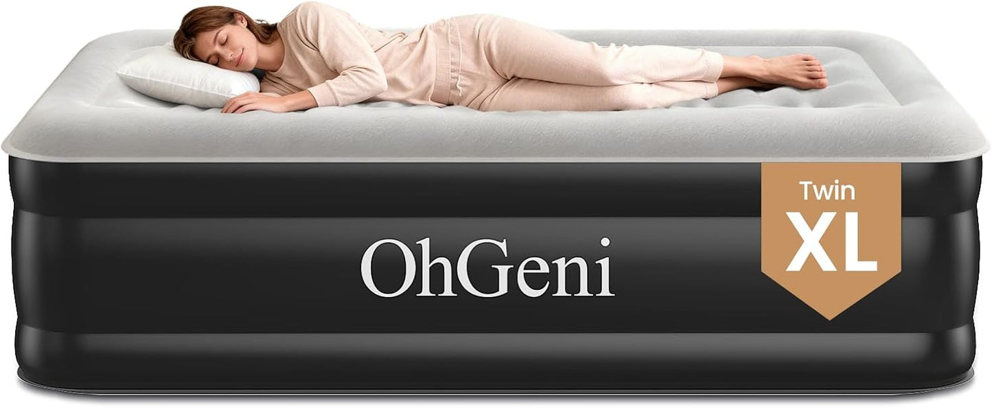 OhGeni Twin XL Air Mattress with Built in Pump for Comfort
