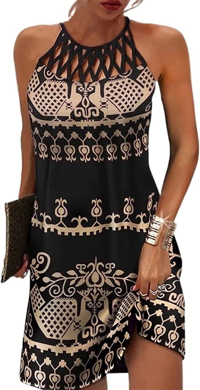 BIRW Summer Dresses for Women with Pockets and Halter Neck
